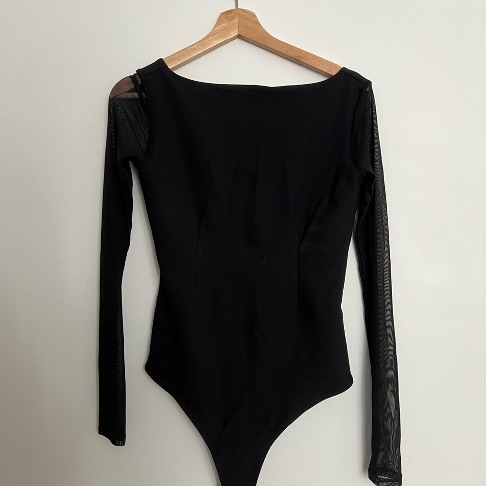 Abercrombie & Fitch Black Mesh Sleeve Bodysuit